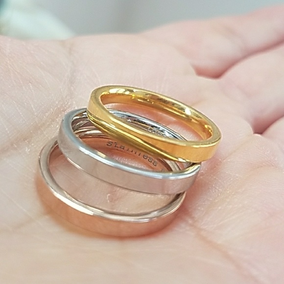 Jewelry - 3pcs plain Wedding Bands Stainless steel size 7